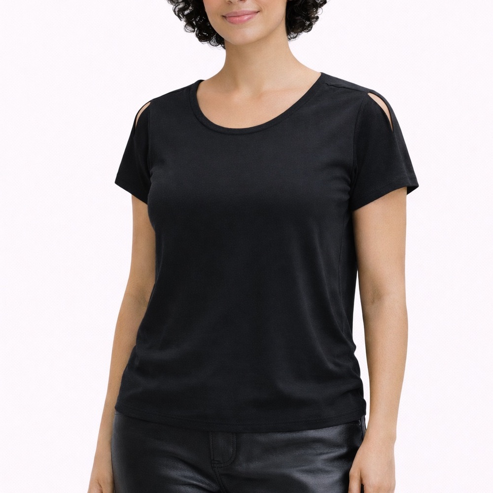 Ann Taylor Black Shoulder Cut-Out Top